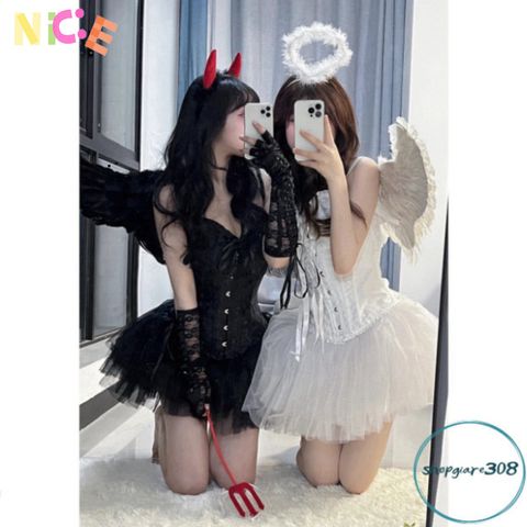 Cánh Thiên Thần Ác Quỷ Halloween - Phụ Kiện Cosplay Lễ Hội, Đồ Trang Trí Giáng Sinh, ChiTiết Lông Vũ Tinh Xảo, Kích Thước Đa Dạng