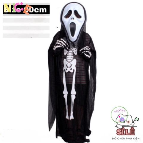 Bộ trang phục Halloween Thần Chết - Áo choàng, Mặt nạ, Lưỡi hái 1m và Găng tay cho bữa tiệc hóa trang, Lễ hội ma mị