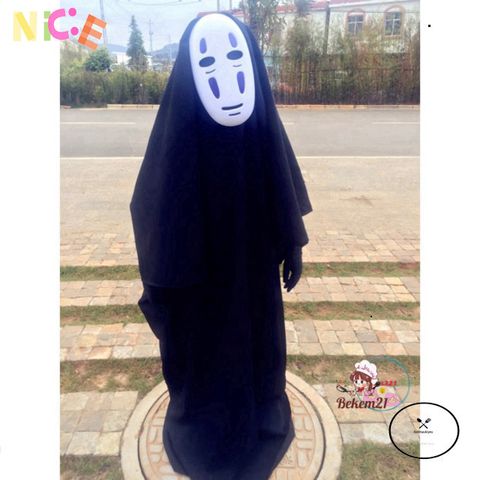Bộ trang phục Cosplay Vô Diện - Áo Choàng Đen, Mặt Nạ Kaonashi từ Studio Ghibli - Phụ Kiện Hóa Trang Độc Đáo Cho Người Lớn và Trẻ Em
