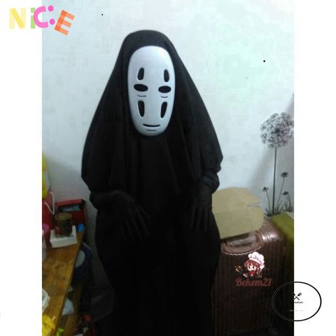Bộ trang phục Cosplay Vô Diện - Áo Choàng Đen, Mặt Nạ Kaonashi từ Studio Ghibli - Phụ Kiện Hóa Trang Độc Đáo Cho Người Lớn và Trẻ Em