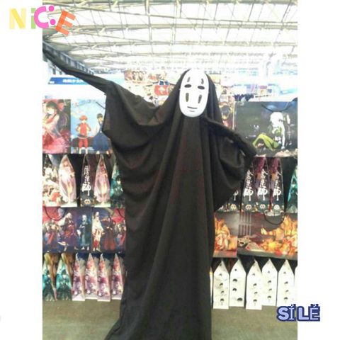 Bộ Hóa Trang Vô Diện Đen - Áo Choàng Huyền Bí và Mặt Nạ Nhựa Nhẹ Cho Tiệc Halloween và Lễ Hội, Nhiều Kích Cỡ Chọn Lựa