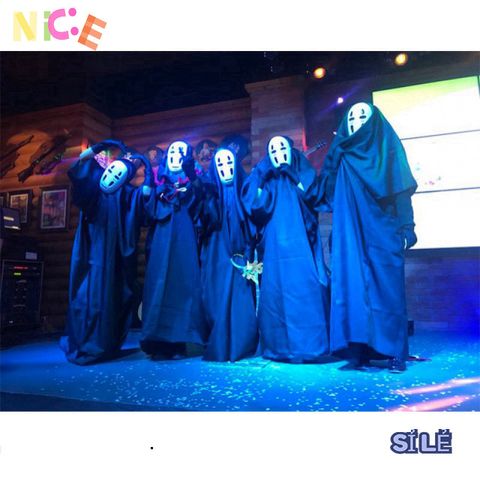 Bộ Hóa Trang Vô Diện Đen - Áo Choàng Huyền Bí và Mặt Nạ Nhựa Nhẹ Cho Tiệc Halloween và Lễ Hội, Nhiều Kích Cỡ Chọn Lựa