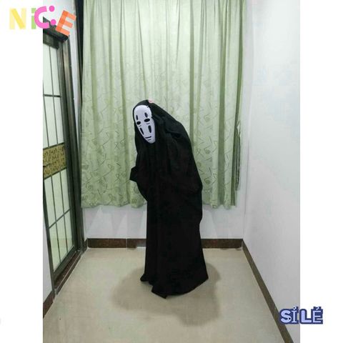 Bộ Hóa Trang Vô Diện Đen - Áo Choàng Huyền Bí và Mặt Nạ Nhựa Nhẹ Cho Tiệc Halloween và Lễ Hội, Nhiều Kích Cỡ Chọn Lựa
