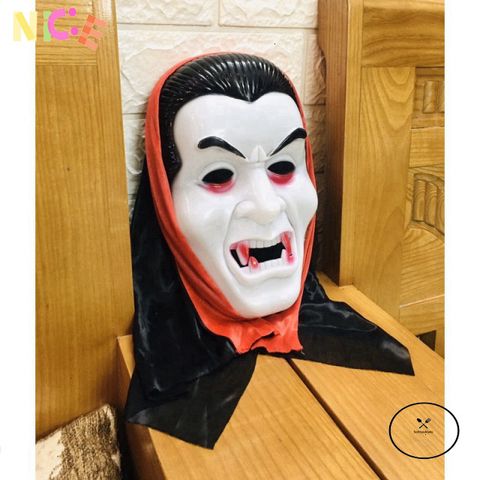 Áo Choàng Ma Cà Rồng Đỏ Đen và Mặt Nạ Halloween - Trang Phục Cosplay Hoàn Hảo Cho Dịp Halloween và Tiệc Tùng