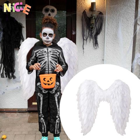 Cánh Thiên Thần Lông Vũ Dễ Thương - Trang Phục Halloween Có Dây Đeo Đàn Hồi Cho Lễ Hội Cosplay, Phụ Kiện Thời Trang 3D