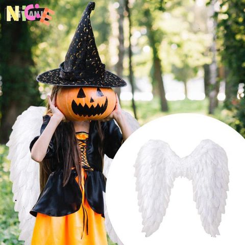 Cánh Thiên Thần Lông Vũ Dễ Thương - Trang Phục Halloween Có Dây Đeo Đàn Hồi Cho Lễ Hội Cosplay, Phụ Kiện Thời Trang 3D