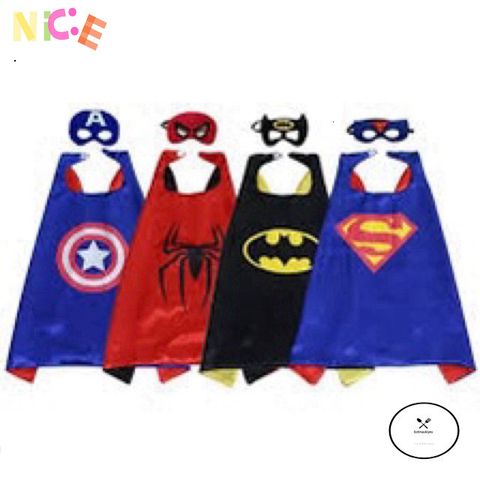 Bộ Trang Phục Siêu Nhân Cho Bé - Gồm Áo Choàng và Mặt Nạ Spiderman, Superman, Batman - Đồ Chơi Hóa Trang Kích Thích Sáng Tạo