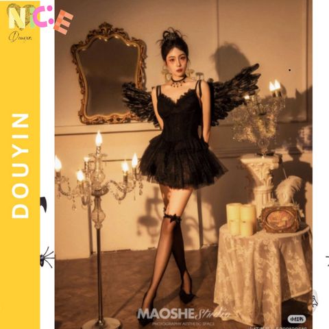 Cánh Thiên Thần Đen Quyến Rũ - Phụ Kiện Hóa Trang Halloween, Trang Phục Cosplay Công Chúa, Quà Tặng Dịp Trung Thu và Giáng Sinh Dành Cho Nữ