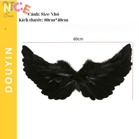 Cánh Thiên Thần Đen Quyến Rũ - Phụ Kiện Hóa Trang Halloween, Trang Phục Cosplay Công Chúa, Quà Tặng Dịp Trung Thu và Giáng Sinh Dành Cho Nữ