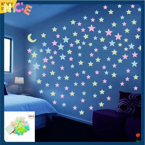 Sticker Dán Tường Ngôi Sao Phát Sáng 3D - Bộ 100 Chiếc Tạo Không Gian Lung Linh Lãng Mạn, Quà Tặng Ý Nghĩa Cho Người Thân