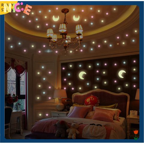 Sticker Dán Tường Ngôi Sao Phát Sáng 3D - Bộ 100 Chiếc Tạo Không Gian Lung Linh Lãng Mạn, Quà Tặng Ý Nghĩa Cho Người Thân