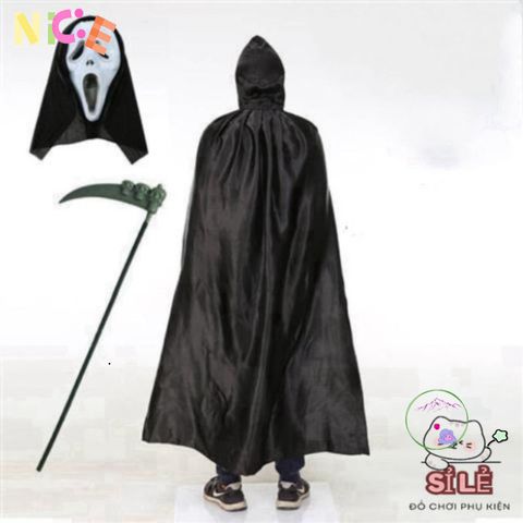 Bộ Đồ Hóa Trang Halloween - Áo Choàng, Mặt Nạ Thần Chết & Lưỡi Hái Bí Ẩn Cho Tiệc Tùng Kỳ Diệu