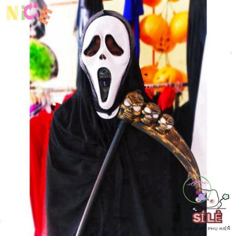 Bộ Đồ Hóa Trang Halloween - Áo Choàng, Mặt Nạ Thần Chết & Lưỡi Hái Bí Ẩn Cho Tiệc Tùng Kỳ Diệu