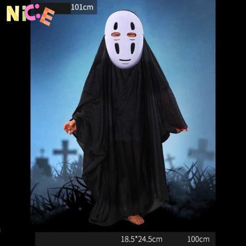 Bộ Trang Phục Halloween Vô Diện - Áo Choàng và Mặt Nạ Cosplay Spirited Away Cho Người Lớn và Trẻ Em
