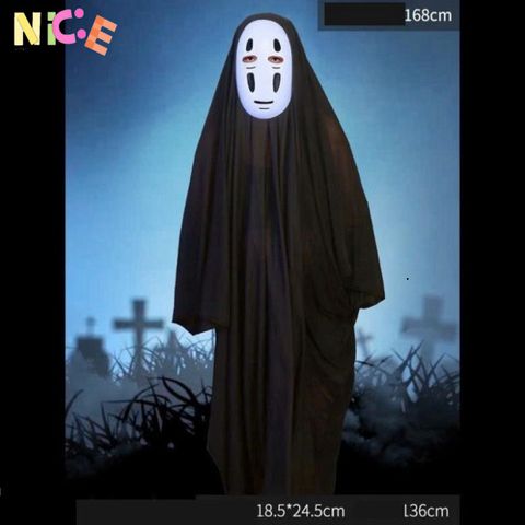 Bộ Trang Phục Halloween Vô Diện - Áo Choàng và Mặt Nạ Cosplay Spirited Away Cho Người Lớn và Trẻ Em