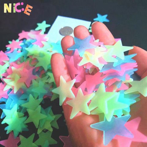 Bộ 100 Nhãn Dán Ngôi Sao Phát Sáng Neon Dạ Quang - Trang Trí Phòng Trẻ Em, Tạo Không Gian Bầu Trời Kỳ Diệu Ban Đêm
