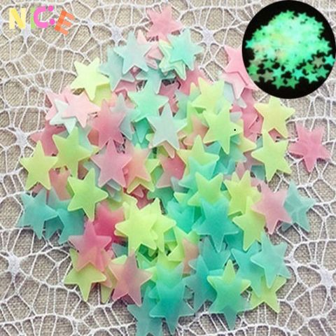 Bộ 100 Tem Ngôi Sao 3D Phát Sáng Dán Tường Trang Trí - Hiệu Ứng Dạ Quang Đầy Sáng Tạo cho Phòng Ngủ Trẻ Em