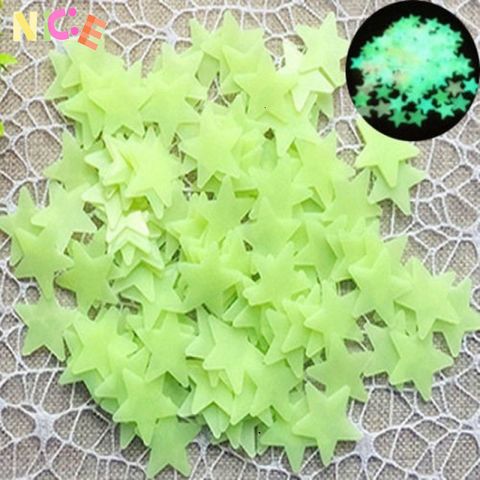 Bộ 100 Tem Ngôi Sao 3D Phát Sáng Dán Tường Trang Trí - Hiệu Ứng Dạ Quang Đầy Sáng Tạo cho Phòng Ngủ Trẻ Em