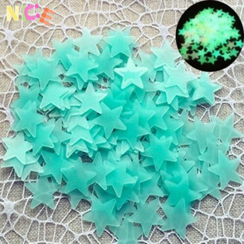 Bộ 100 Tem Ngôi Sao 3D Phát Sáng Dán Tường Trang Trí - Hiệu Ứng Dạ Quang Đầy Sáng Tạo cho Phòng Ngủ Trẻ Em