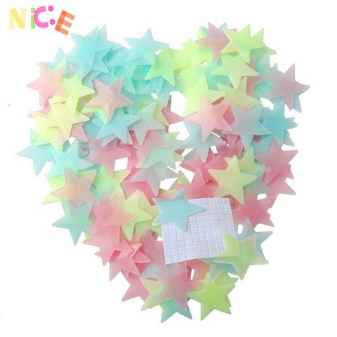 Bộ 100 Tem Ngôi Sao 3D Phát Sáng Dán Tường Trang Trí - Hiệu Ứng Dạ Quang Đầy Sáng Tạo cho Phòng Ngủ Trẻ Em