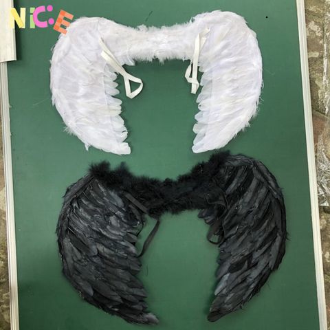 Đôi Cánh Thiên Thần và Ma Hắc Ám Bằng Lông Vũ - Phụ Kiện Cosplay Halloween Cho Trẻ Em và Người Lớn
