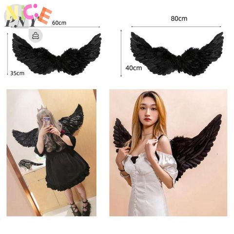 Cánh Thiên Thần Đen Trắng Cao Cấp Cho Trẻ Em & Người Lớn - Phụ Kiện Thời Trang Sang Trọng, Kích Thước 60x35cm hoặc 80x40cm