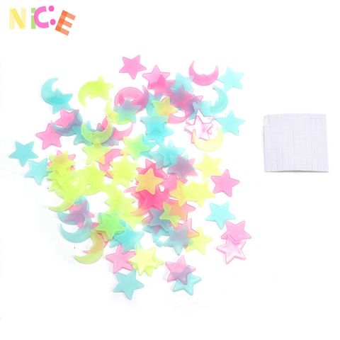 Bộ 100 Hình Dán Ngôi Sao và Mặt Trăng 3D Phát Sáng Đêm - Trang Trí Phòng Ngủ Huyền Ảo cho Trẻ Em
