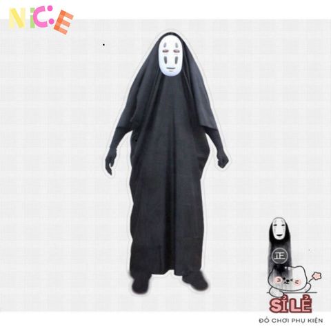 Bộ Trang Phục Hóa Trang Huyền Bí: Áo Choàng Đen & Mặt Nạ Vô Diện Cho Trẻ Em và Người Lớn - VBJ80 SZIPPER
