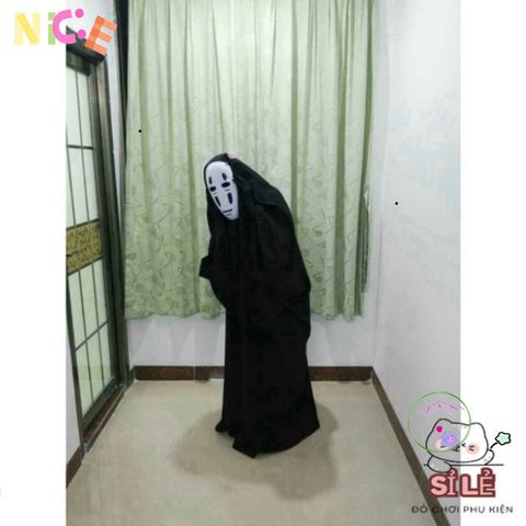 Bộ trang phục Halloween bí ẩn - Áo choàng đen và mặt nạ vô diện VBJ80 SZIPPER cho trẻ em và người lớn, hoàn hảo cho lễ hội hóa trang
