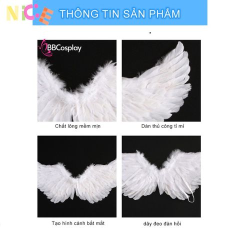 Cánh Thiên Thần Lông Ngỗng Trắng BBCOSPLAY Cho Trẻ Em - Phụ Kiện Hóa Trang Dễ Thương Nhiều Kích Cỡ 60-160cm