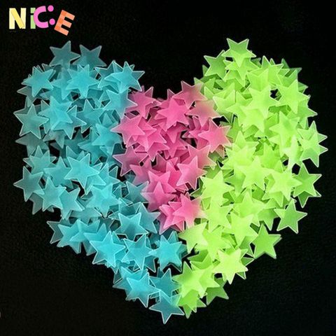 Bộ 100 Ngôi Sao Dạ Quang Đủ Màu - Dán Tường Phát Sáng Lấp Lánh Ban Đêm Cho Phòng Ngủ Trẻ Em, Tạo Không Gian Kỳ Diệu