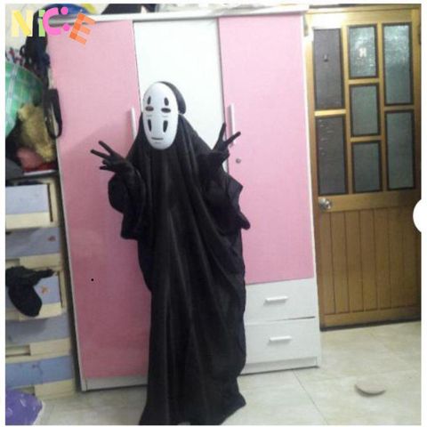 Bộ trang phục Vô Diện - Áo choàng đen huyền bí và mặt nạ cosplay cho tín đồ yêu thích hóa trang - Đủ các kích thước cho trẻ em và người lớn