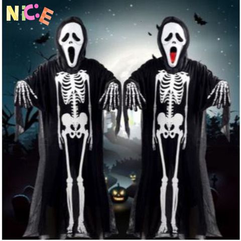 Bộ Trang Phục Ma Quái Halloween - Áo Choàng Hóa Trang, Mặt Nạ Bí Ẩn và Găng Tay Cho Người Lớn - Thú Vị và Độc Đáo