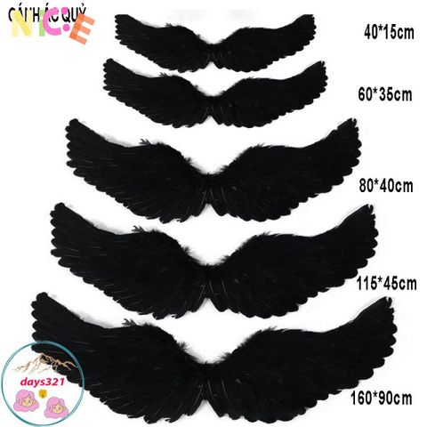 Cánh Thiên Thần Cosplay Đen Trắng - Đôi Cánh Lông Vũ Dành Cho Tiệc Tùng và Hóa Trang ấn Tượng