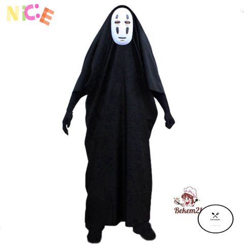 Bộ Trang Phục Vô Diện - Áo Choàng Đen & Mặt Nạ Bí Ẩn Cho Cosplay Anime, Phù Hợp Với Mọi Kích Cỡ Nam Nữ Trẻ Em