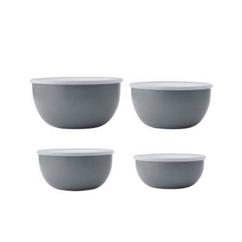 Bộ 4 âu trộn KitchenAid màu xám than kèm nắp đậy - Tô nhựa chống tràn, tiết kiệm không gian cho bếp, an toàn trong lò vi sóng