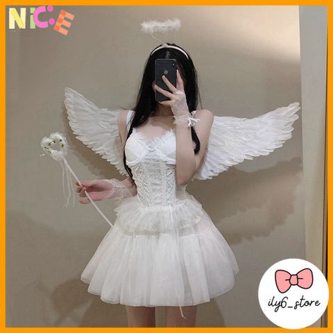 Cánh Thiên Thần Trắng - Phụ Kiện Hóa Trang Giáng Sinh và Halloween - Đôi Cánh Lông Vũ Dành Cho Tất Cả Dịp Lễ Hội