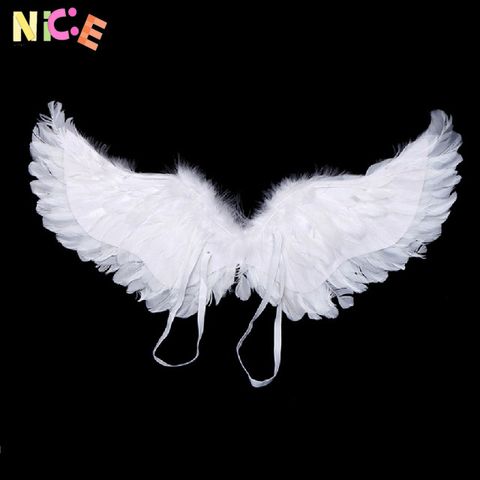 Đôi Cánh Thiên Thần Trắng Kèm Dây Đeo Co Giãn - Phụ Kiện Halloween và Tiệc Tùng Dễ Thương Cho Bé, Lông Vũ An Toàn và Thoải Mái