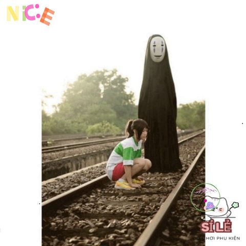 Bộ Cosplay Vô Diện - Áo Choàng Đen & Mặt Nạ Huyền Bí Cho Fan Anime, Phong Cách Thời Trang Độc Đáo, Dành Cho Mọi Đối Tượng