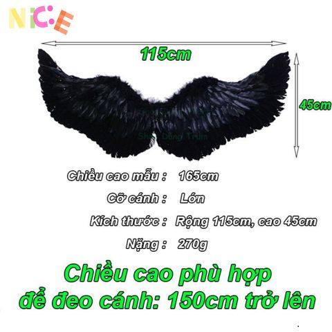 Cánh Thiên Thần Đen Trắng - Bộ Cánh Lông Vũ Hóa Trang Sang Trọng cho Biểu Diễn và Chụp Ảnh Nghệ Thuật