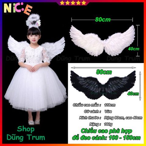 Cánh Thiên Thần Đen Trắng - Bộ Cánh Lông Vũ Hóa Trang Sang Trọng cho Biểu Diễn và Chụp Ảnh Nghệ Thuật