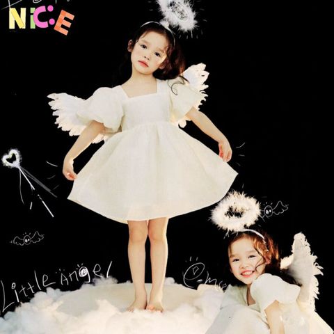 Bộ Phụ Kiện Cánh Thiên Thần 3 Chi Tiết Cho Bé Gái - Hóa Trang Halloween, Trung Thu, Tết Nguyên Đán - Cánh, Cài Đầu, Đũa Phép Kèm Theo