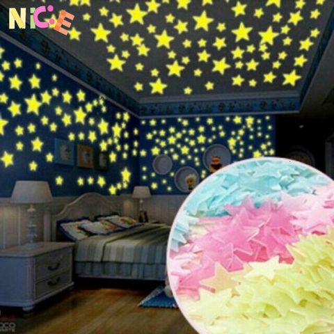 Bộ 100 Ngôi Sao Dán Tường Phát Sáng Đa Sắc - Trang Trí Phòng Ngủ Trẻ Em & Không Gian Học Tập Huyền Ảo