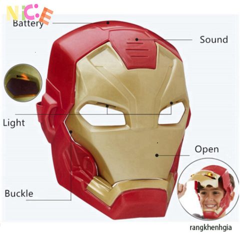 Mặt Nạ Biến Hình Iron Man Cao Cấp - Phụ Kiện Tony Stark Cho Bé Trai Yêu Marvel - Đồ Chơi Hóa Trang An Toàn, Gập Gọn 18x15cm