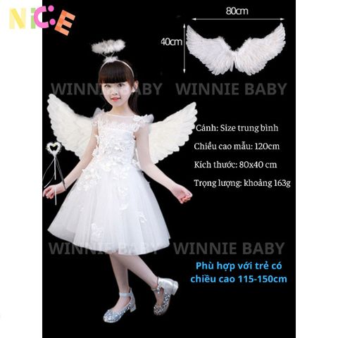 Bộ Cánh Thiên Thần Dễ Thương 3 Món Cho Bé Gái - Lấp Lánh Cosplay Halloween, Giáng Sinh, Trung Thu - Phụ Kiện Biểu Diễn Nghệ Thuật