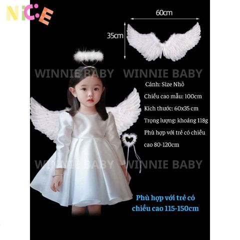 Bộ Cánh Thiên Thần Dễ Thương 3 Món Cho Bé Gái - Lấp Lánh Cosplay Halloween, Giáng Sinh, Trung Thu - Phụ Kiện Biểu Diễn Nghệ Thuật