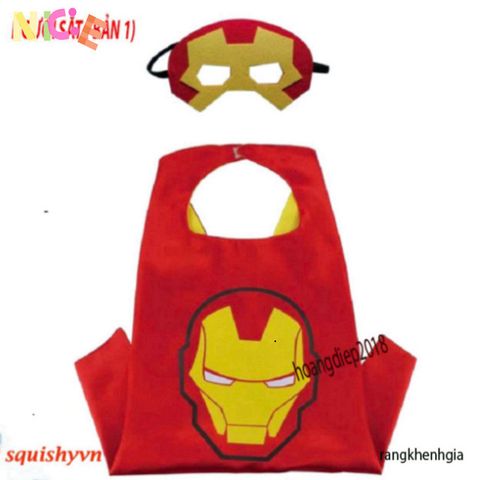 Bộ Trang Phục Siêu Nhân IRONMAN Cho Trẻ Em - Áo Choàng Satin Lụa Và Mặt Nạ Hóa Trang Marvel - Quà Sinh Nhật Tuyệt Vời