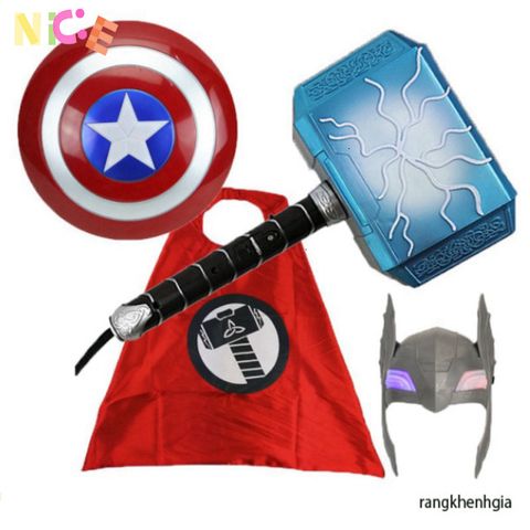 Bộ Cosplay Avengers KHIÊN, KIẾM & MẶT NẠ LED Nhạc cho Người Nhện, Người Sắt, Đội Trưởng Mỹ - Đồ Chơi Hóa Trang Siêu Anh Hùng cho Trẻ Em