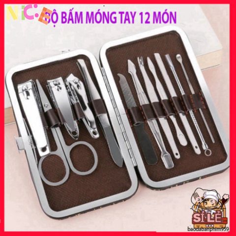 Bộ Dụng Cụ Chăm Sóc Tay & Da 12 Món Inox Cao Cấp Trong Hộp Da Sang Trọng - Giúp Bạn Chăm Sóc Móng Tận Nhà Thoải Mái