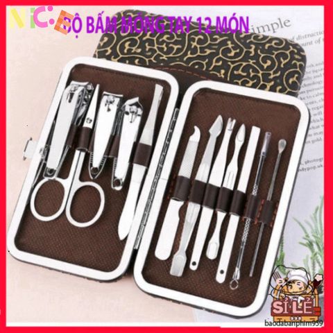 Bộ Dụng Cụ Chăm Sóc Tay & Da 12 Món Inox Cao Cấp Trong Hộp Da Sang Trọng - Giúp Bạn Chăm Sóc Móng Tận Nhà Thoải Mái